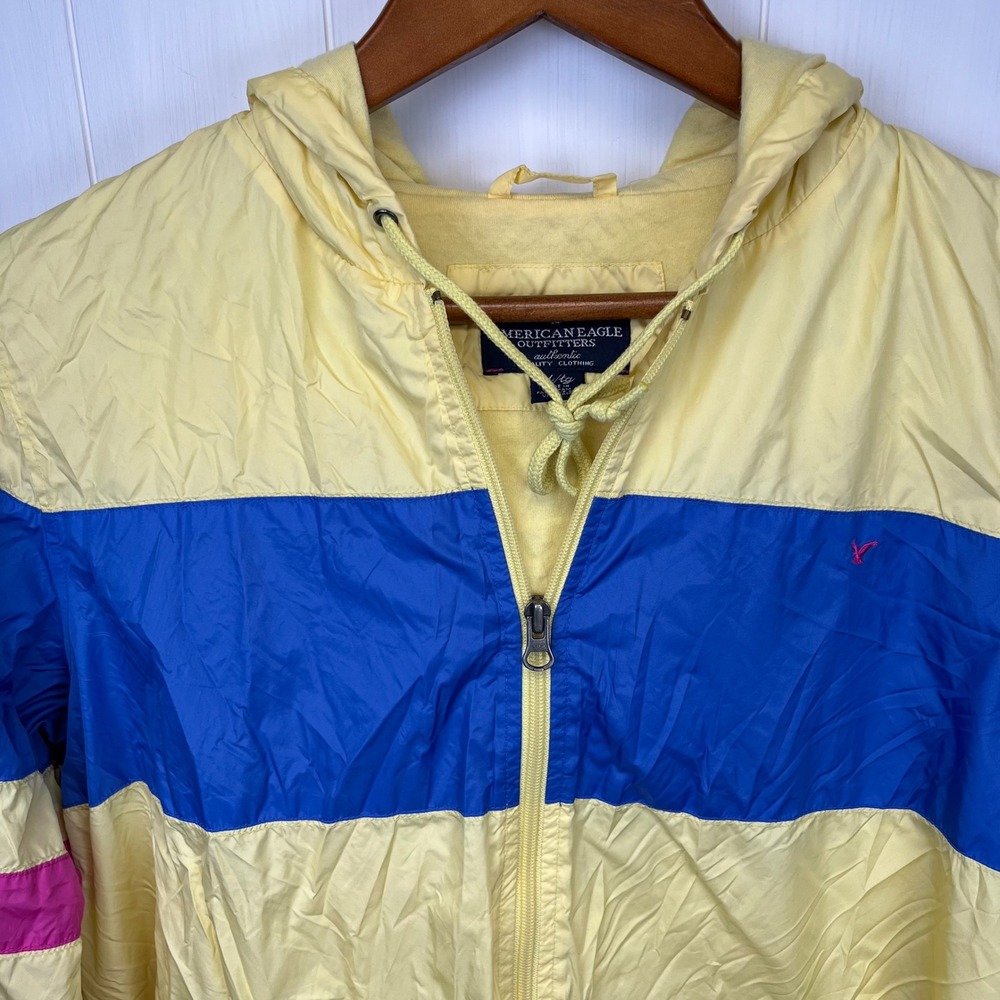 American Eagle Outfitters Y2K Hooded Windbreaker Jacket Size XL Embroidered Logo - Picture 4 of 9